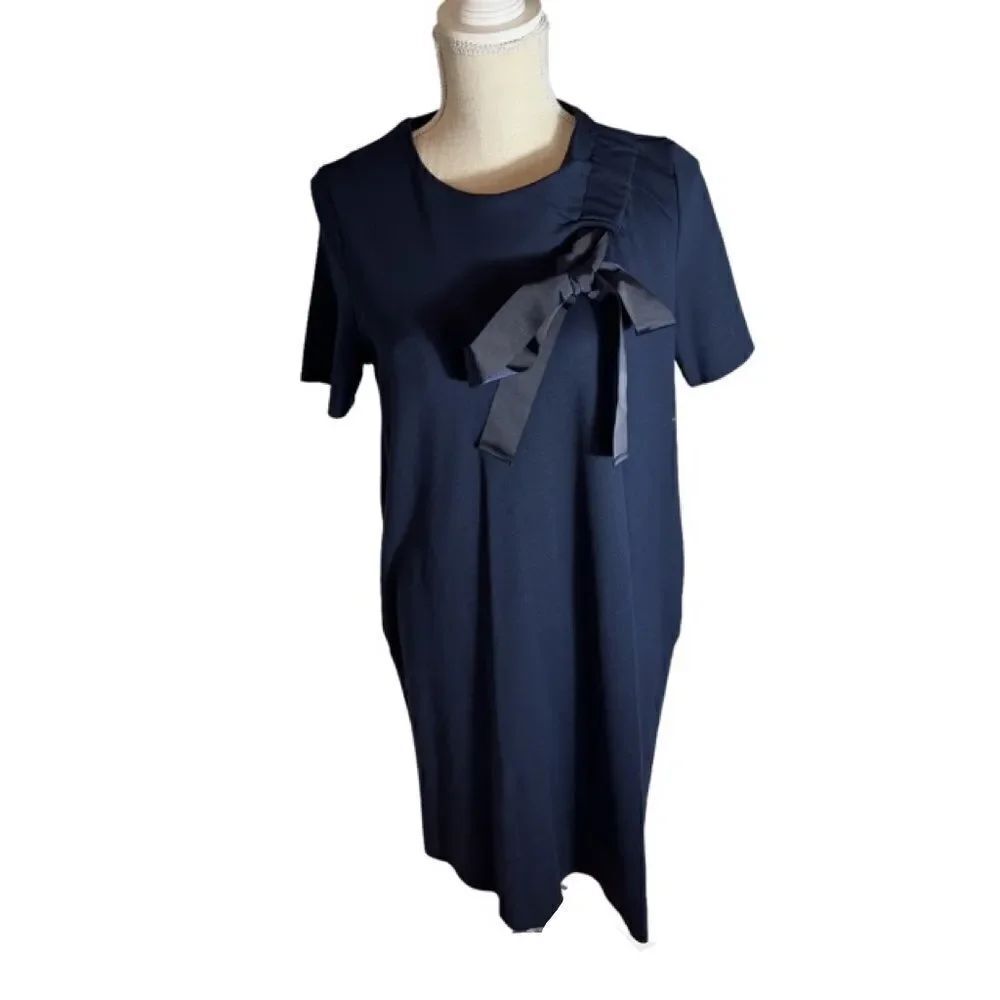 COS Navy ribbon neck short sleeve dress NWT